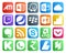 20 Social Media Icon Pack Including whatsapp. pocket. powerpoint. amd. skype