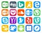 20 Social Media Icon Pack Including yelp. search. sound. yahoo. skype
