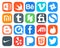 20 Social Media Icon Pack Including yelp. tinder. houzz. ati. quicktime
