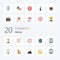 20 Startup Flat Color icon Pack like commerce vision protection look globe