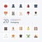 20 Thanksgiving Flat Color icon Pack like thanksgiving christmas bread celebration loaf