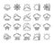 20 Weather icons. Weather Forecast line icon set. Vector illustration. Editable stroke.