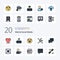 20 Web And Social Media Line Filled Color icon Pack like cinema chat happy chatting circle