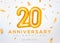 20 year anniversary gold number celebrate jubilee vector logo background. 20th anniversary event golden birthday design.
