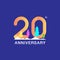 20 years anniversary celebration logotype. Multicolor number with modern leaf and snow background. Design for booklet, leaflet,