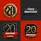 20 years anniversary logos on red and black backgrounds.