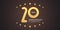 20 years anniversary vector icon, logo. Graphic design element with golden neon digit