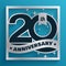 20 years silver anniversary design on blue background.