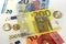 200 Euro currency banknote and Euro coins, European Union