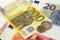 200 Euro currency banknote and Euro coins, European Union