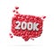 200 thousand social media influencer subscribe or follow banner. 3D Rendering