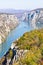 2000 feet of vertical cliffs over Danube river at Djerdap gorge and national park