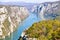 2000 feet of vertical cliffs over Danube river at Djerdap gorge and national park