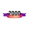 2000 followers number with color bright ribbon isolated vector icon