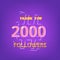 2000 Followers thank you banner. Vector illustration.