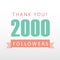2000 followers Thank you number with banner- social media gratitude