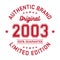 2003 Authentic brand. Apparel fashion design. Graphic design for t-shirt.