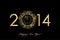2014 Happy New Year background with gold clock