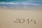 2014 letters on sand, ocean , beach and seascape