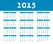 2015 calendar in blue halftone style (Monday to Sunday) in Spanish