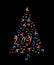 2015 christmas tree with colorful metal musical notes