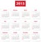 2015 English calendar