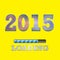 2015 Text with loading symbol on yellow background