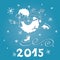 2015 Year of Sheep. Cartoon sheep skate with