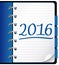 2016 agenda. Blue office notebook.