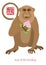 2016 Chinese Year of the Monkey with Peach Color Illustration