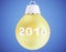 2016 christmas tree yellow ball on blue background