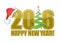 2016 gold text and christmas tree and gift