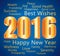 2016 Happy New Year. Best wishes. Blue and gold greeting card.