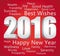 2016 Happy New Year. Best wishes. Red and silver card.