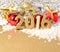 2016 year golden figures and Christmas decorations