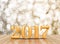 2017 3d rendering new year gold color in perspective room wit