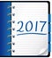 2017 agenda. Blue office notebook.