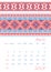 2017 Calendar planner with ethnic cross-stitch ornament Week starts on Sunday