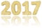 2017 digits composed of golden and silver stripes on glossy white background