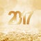 2017 golden snow and bokeh greeting card