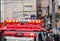 2017 MARCH 19. TOKYO JAPAN. Red siren light part of firetruck with parking and stand by for help at accident place