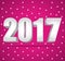 2017 New Year 3d silver on a pink starry background. illustration.