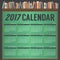 2017 Printable Calendar Starts Sunday On Chalk Board Background.