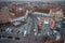 2017 Sibiu small square with christmas street food market on the