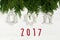 2017 sign text on christmas simple toys on green tree branches o