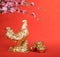 2017 is year of the Rooster, Gold Rooster with decoration