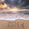 2017 year on the sea shore.