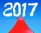 2017 year shape clouds with red arrow 3D rendering