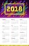 2018 Calendar Template. Week starts Sunday. Set of 12 Months. Portrait vertical orientation. Disco Colorful Trendy Motion Shapes D