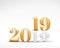 2018 change to 2019 new year golden number 3d rendering on whi